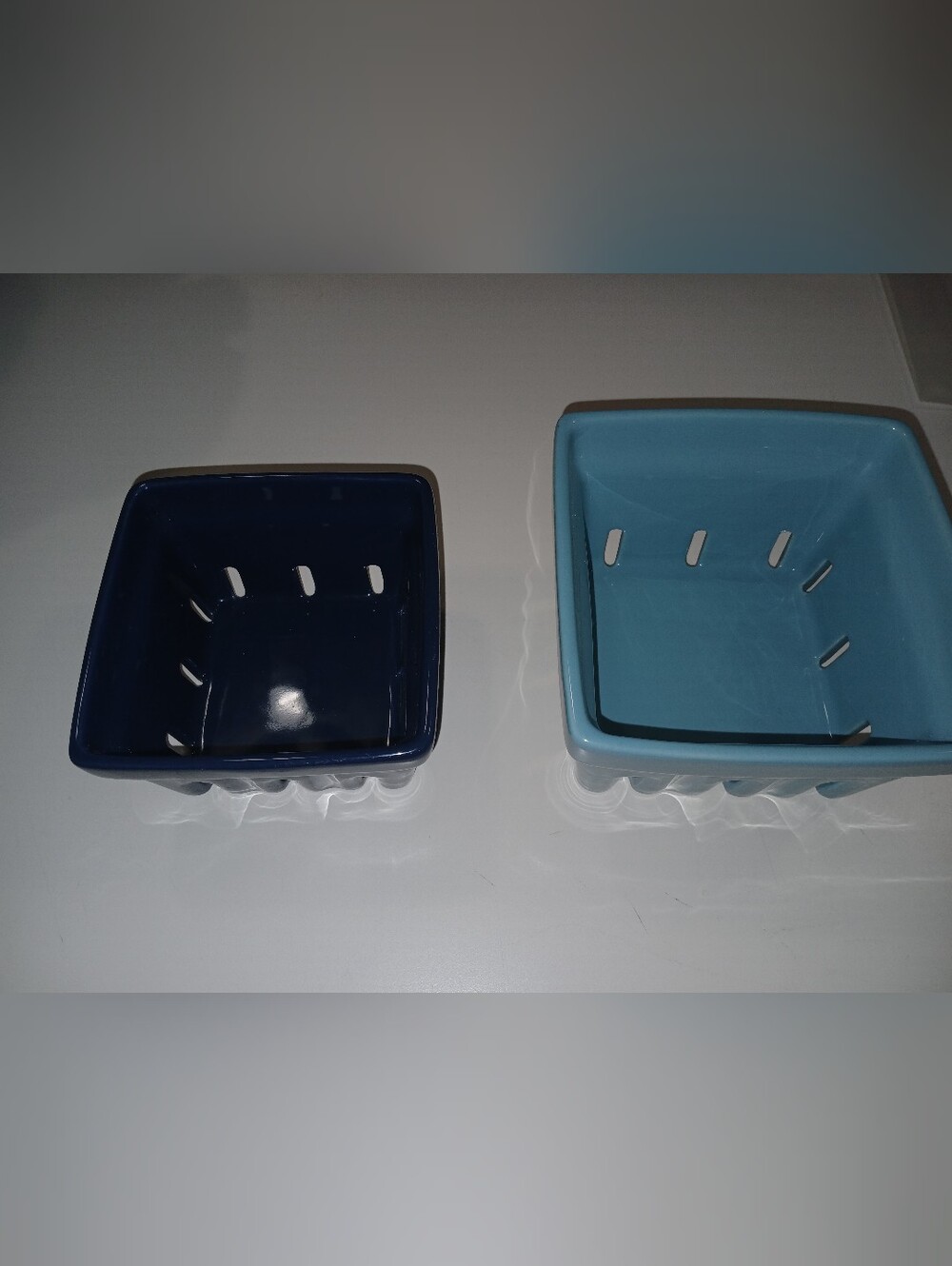 Katie Kime Ceramic Porcelain, Kitchen Decor Set of 2 Pint Crates Berry Colanders